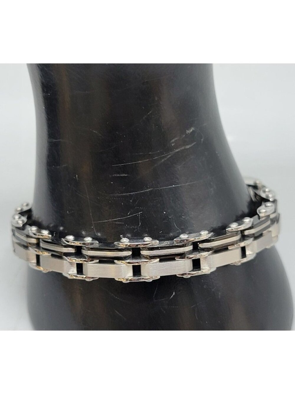 Inox Mens Reversible Stainless Steel Bracelet Gold or Silver & Black Size 7.5" - Picture 7 of 13